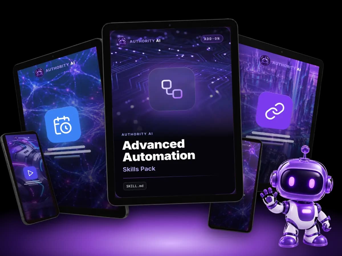 The Advanced Automation Skills Pack cover on a tablet