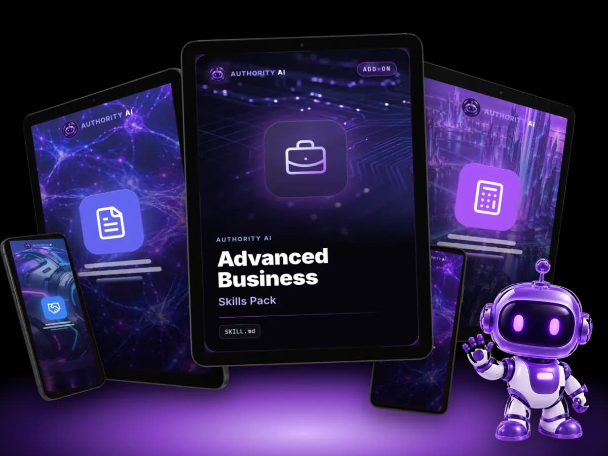 The Advanced Business Skills Pack cover on a tablet